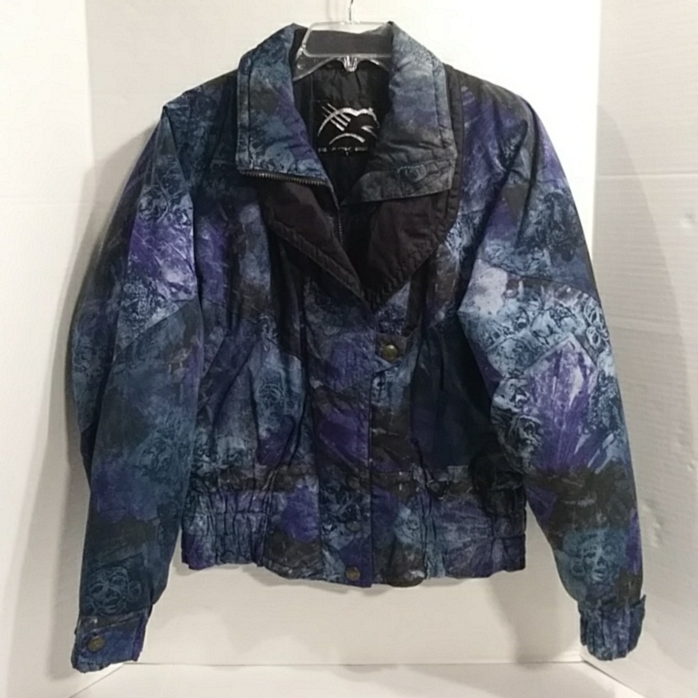 Black Bear Vintage Snow Ski Abstract Aztec Insulated Jacket Size L *GUC*